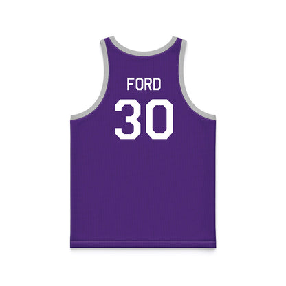 TCU - NCAA Men's Basketball : Darius Ford - Purple Hardwood Basketball Jersey-1