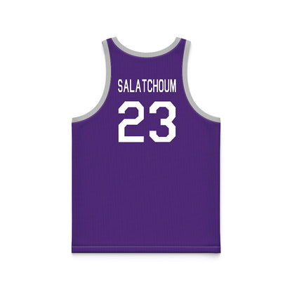 TCU - NCAA Men's Basketball : Vianney Salatchoum - Purple Hardwood Basketball Jersey-1