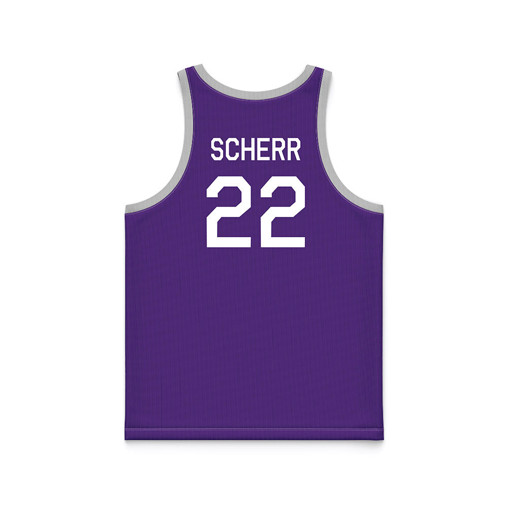 TCU - NCAA Women's Basketball : Maddie Scherr - Purple Hardwood Basketball Jersey-1