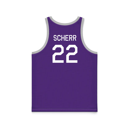 TCU - NCAA Women's Basketball : Maddie Scherr - Purple Hardwood Basketball Jersey-1