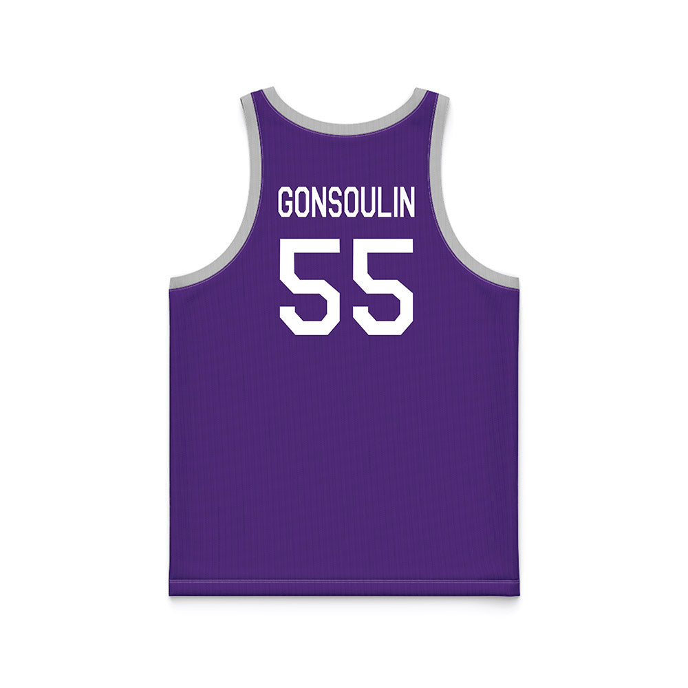 TCU - NCAA Men's Basketball : Zach Gonsoulin - Purple Hardwood Basketball Jersey-1