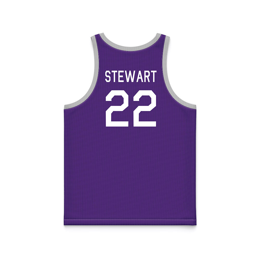 TCU - NCAA Men's Basketball : Adam Stewart - Purple Hardwood Basketball Jersey-1