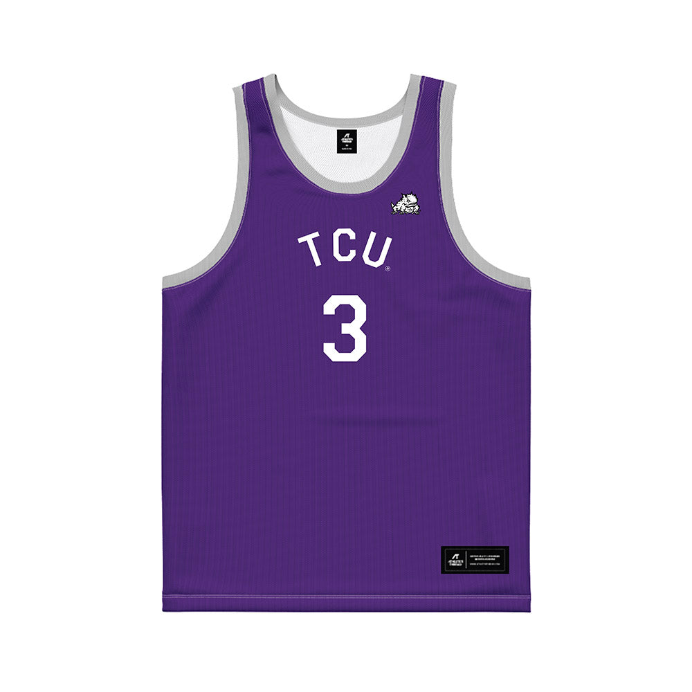 TCU - NCAA Men's Basketball : Avery Anderson III - Purple Hardwood Basketball Jersey-0