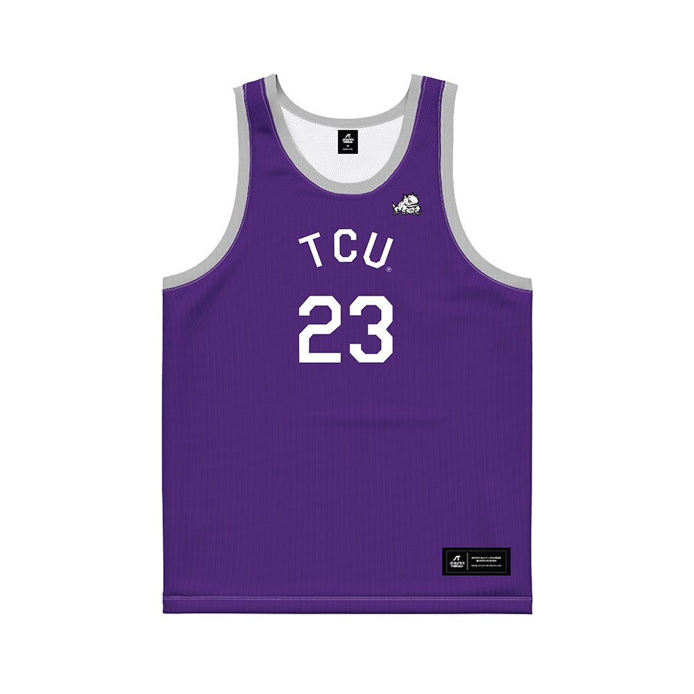 TCU - NCAA Men's Basketball : Vianney Salatchoum - Purple Hardwood Basketball Jersey-0