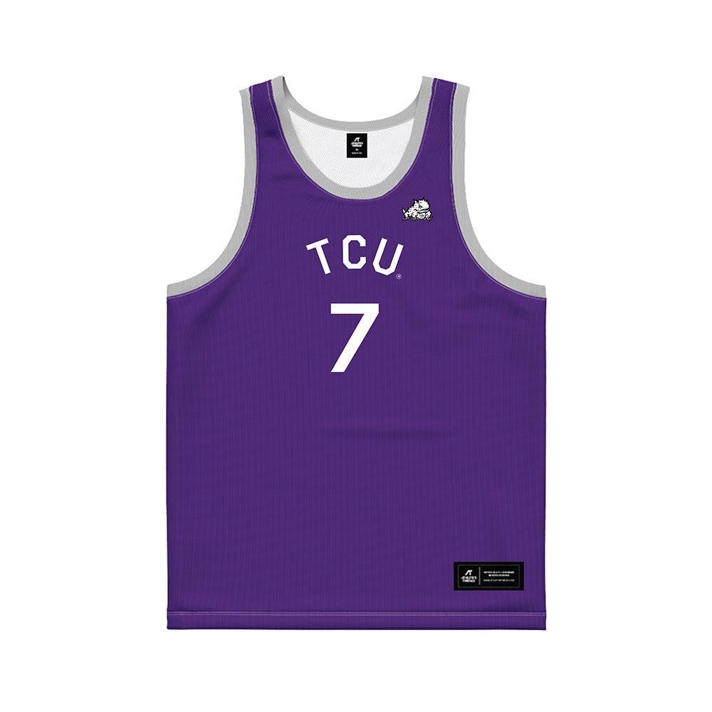 TCU - NCAA Men's Basketball : Kayden Edwards - Purple Hardwood Basketball Jersey-0