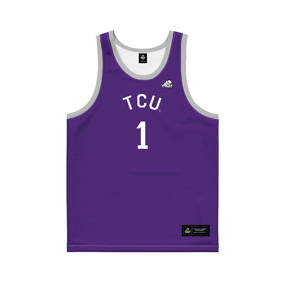 TCU - NCAA Men's Basketball : Jayden Pierre - Purple Hardwood Basketball Jersey-0