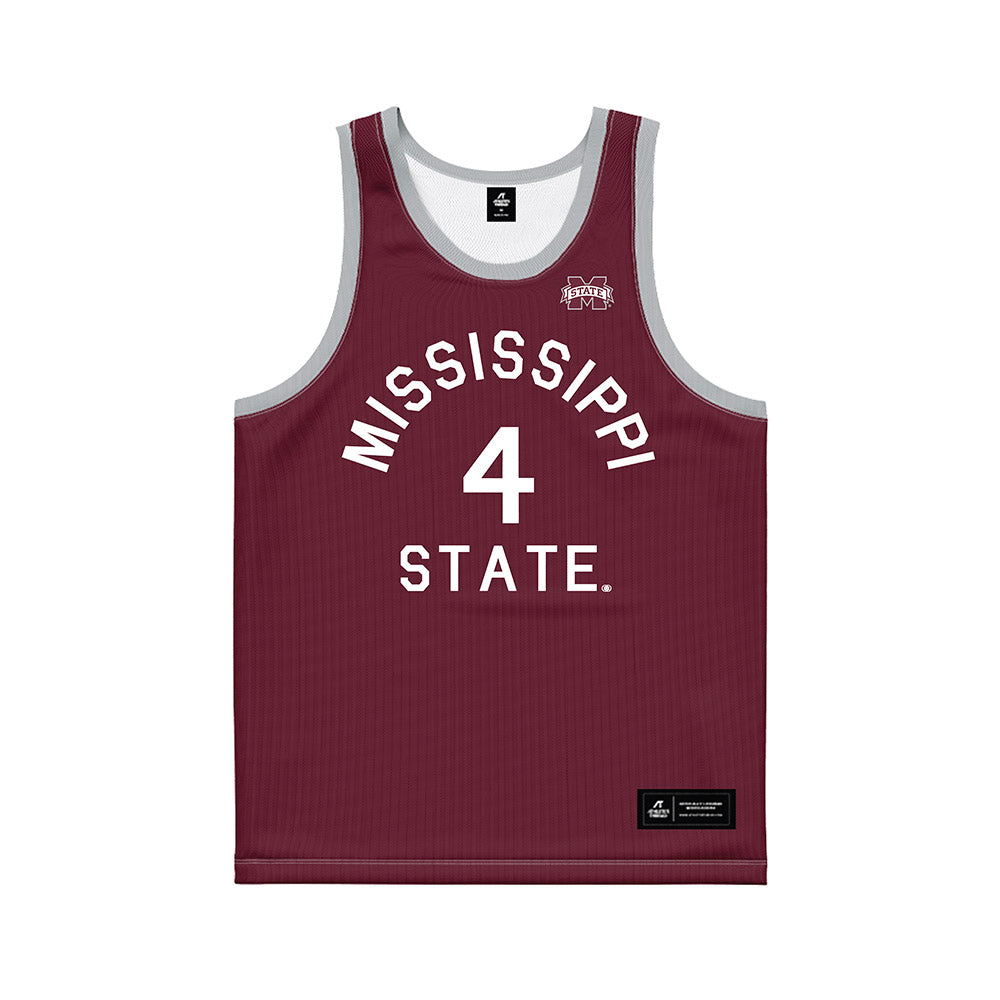 Mississippi State - NCAA Men's Basketball : Brandon Walker - Maroon Hardwood Basketball Jersey-0