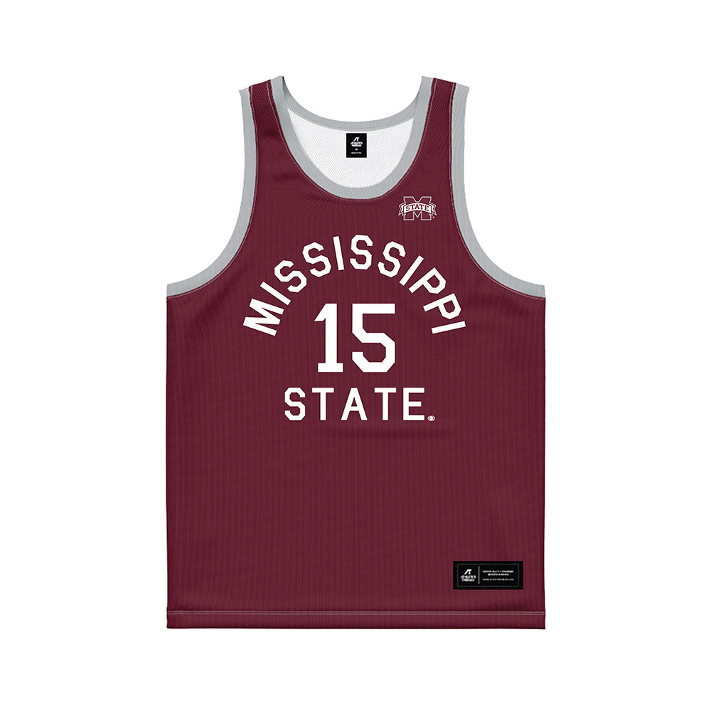 Mississippi State - NCAA Men's Basketball : Quincy Ballard - Maroon Hardwood Basketball Jersey-0