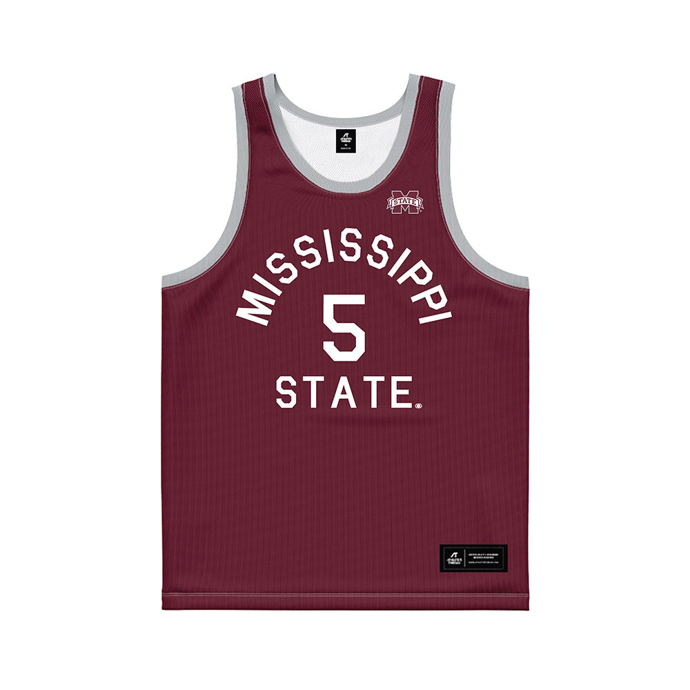 Mississippi State - NCAA Men's Basketball : Shawn Jones jr - Maroon Hardwood Basketball Jersey-0