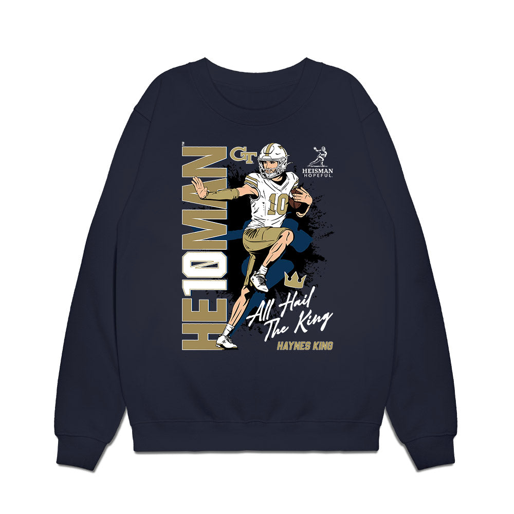 Georgia Tech - NCAA Football : Haynes King - Heisman Stance Premium Crewneck Sweatshirt-0