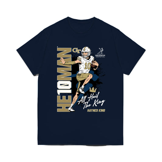 Georgia Tech - NCAA Football : Haynes King - Heisman Stance Comfort Colors T-Shirt-0