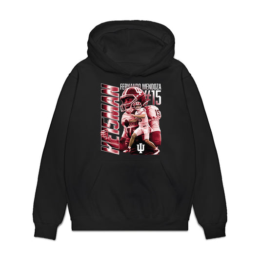 Indiana - NCAA Football : Fernando Mendoza - Heisman Collage Premium Hooded Sweatshirt-0