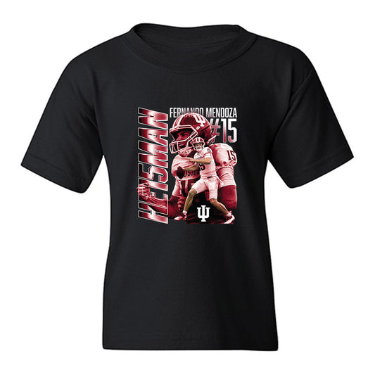 Indiana - NCAA Football : Fernando Mendoza - Heisman Collage Youth T-Shirt-0