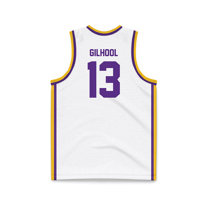 LSU - NCAA Men's Basketball : Matthew Gilhool - White Basketball Jersey-1