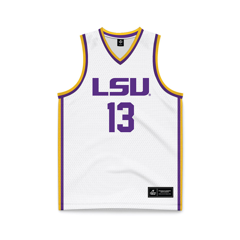LSU - NCAA Men's Basketball : Matthew Gilhool - White Basketball Jersey-0