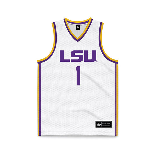 LSU - NCAA Men's Basketball : Mike Nwoko - White Basketball Jersey-0