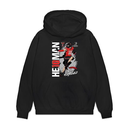 Texas Tech - NCAA Football : Jacob Rodriguez - Heisman Stance Premium Hooded Sweatshirt-0