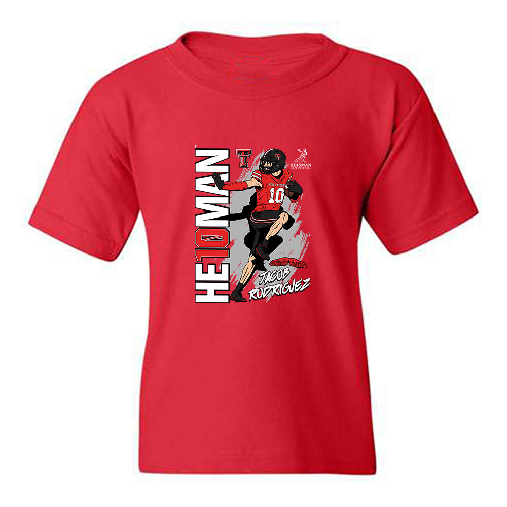 Texas Tech - NCAA Football : Jacob Rodriguez - Heisman Stance Youth T-Shirt-0