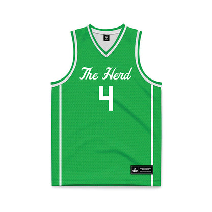 Marshall - NCAA Women's Basketball : Zenthia Stowers - Green Basketball Jersey-0