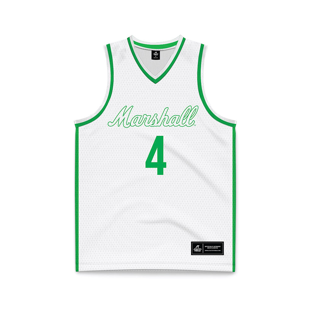 Marshall - NCAA Women's Basketball : Zenthia Stowers - White Basketball Jersey-0