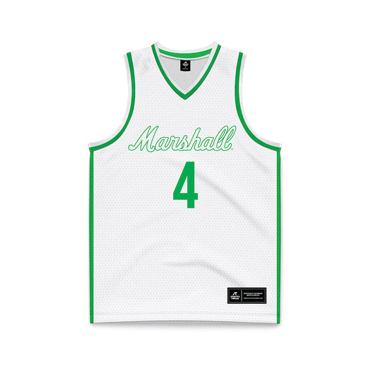Marshall - NCAA Women's Basketball : Zenthia Stowers - White Basketball Jersey-0