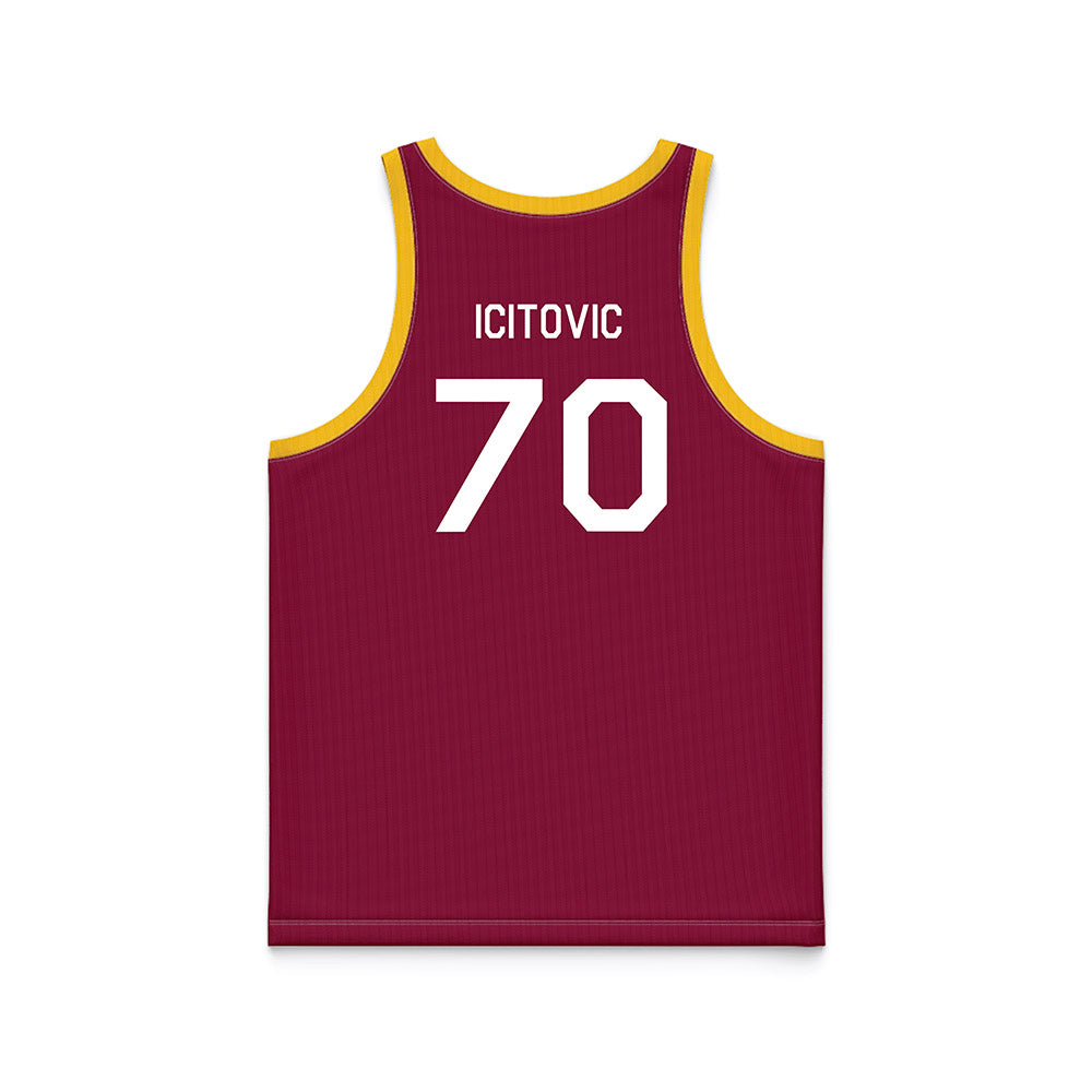 Arizona State - NCAA Men's Basketball : Jovan Icitovic - Maroon Hardwood Basketball Jersey-1