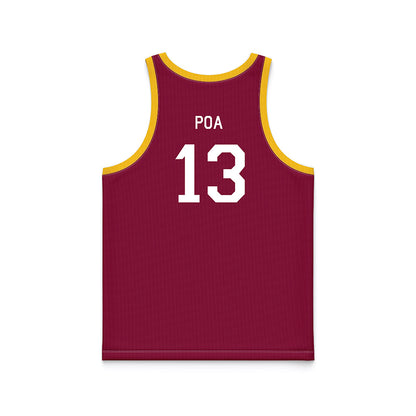 Arizona State - NCAA Women's Basketball : Last-Tear Poa - Maroon Hardwood Basketball Jersey-1