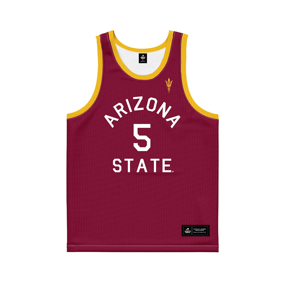 Arizona State - NCAA Men's Basketball : Moe Odum - Maroon Hardwood Basketball Jersey-0
