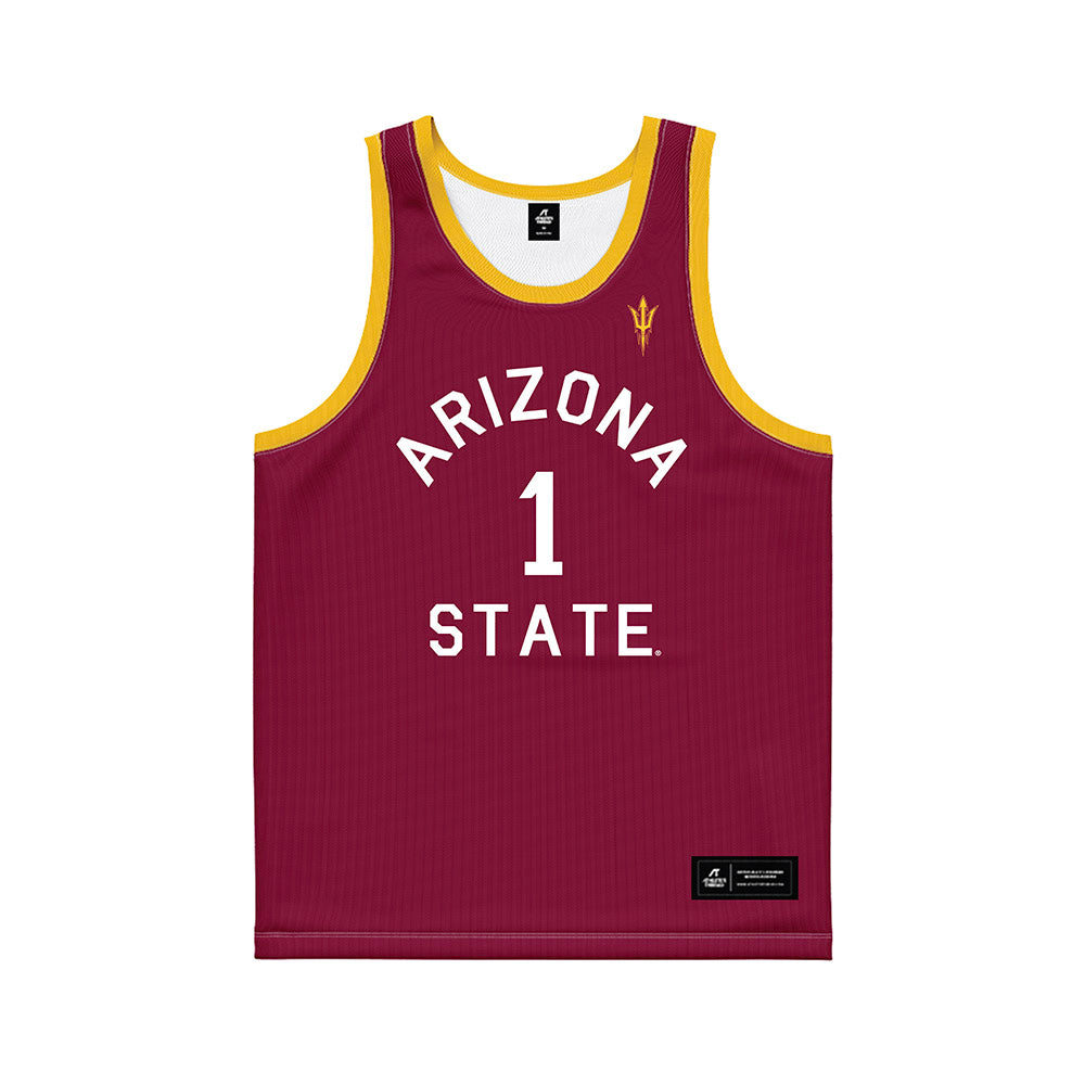 Arizona State - NCAA Men's Basketball : Santiago Trouet - Maroon Hardwood Basketball Jersey-0