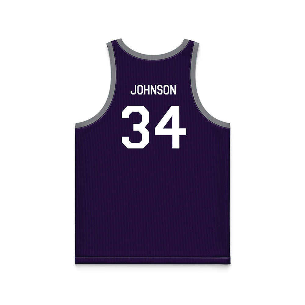 Kansas State - NCAA Men's Basketball : Nate Johnson - Purple Hardwood Basketball Jersey-1