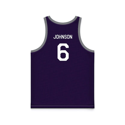 Kansas State - NCAA Men's Basketball : Marcus Johnson - Purple Hardwood Basketball Jersey-1