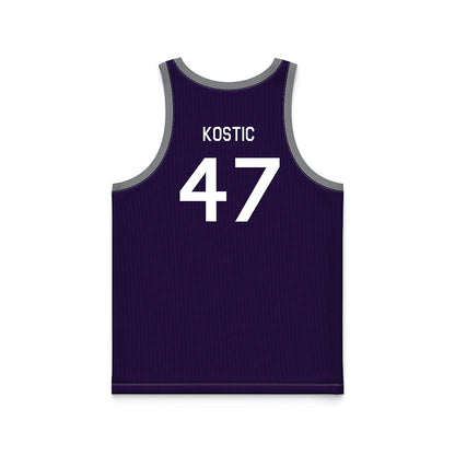 Kansas State - NCAA Men's Basketball : Andrej Kostic - Purple Hardwood Basketball Jersey-1
