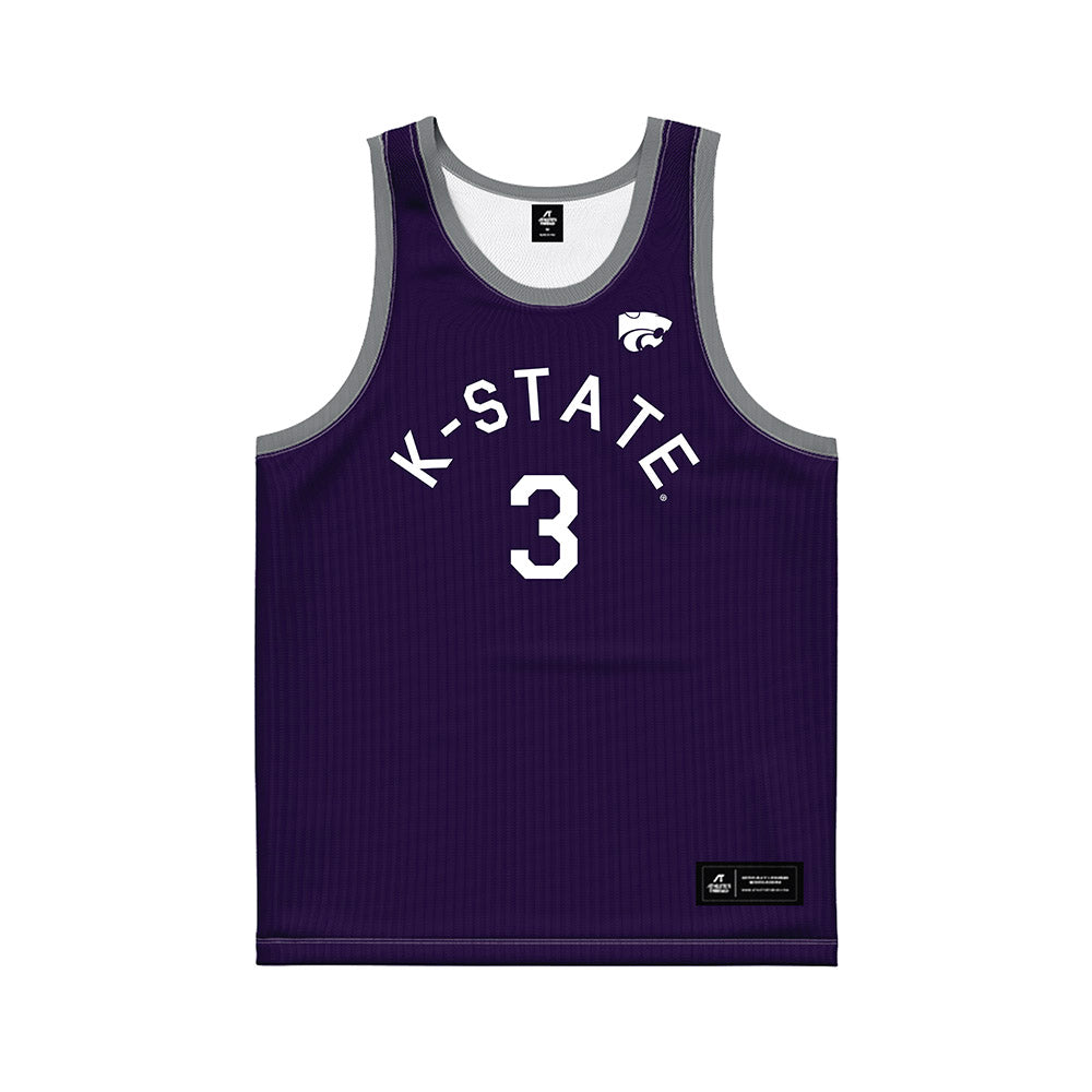 Kansas State - NCAA Men's Basketball : CJ Jones - Purple Hardwood Basketball Jersey-0