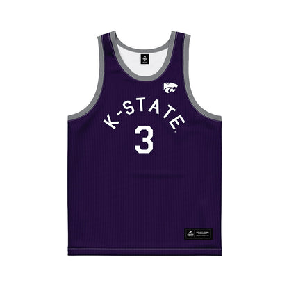Kansas State - NCAA Men's Basketball : CJ Jones - Purple Hardwood Basketball Jersey-0