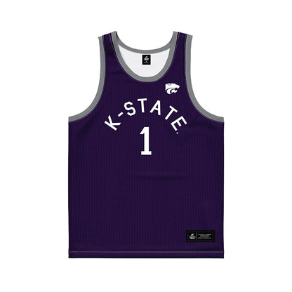 Kansas State - NCAA Men's Basketball : Abdi Bashir - Purple Hardwood Basketball Jersey-0