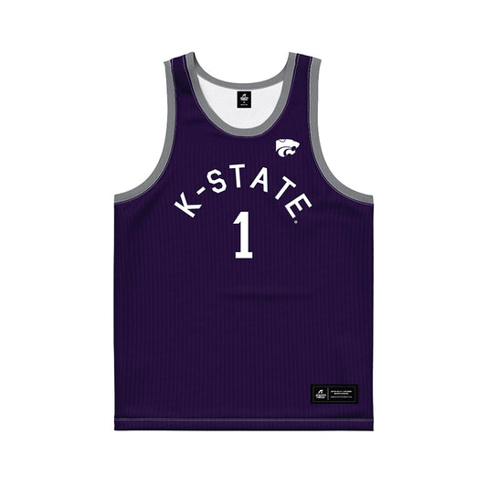 Kansas State - NCAA Men's Basketball : Abdi Bashir - Purple Hardwood Basketball Jersey-0