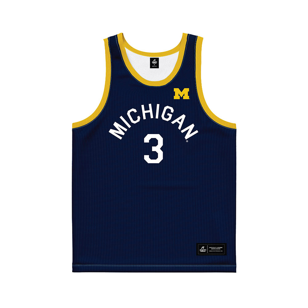 Michigan - NCAA Men's Basketball : Elliot Cadeau - Hardwood Reissue Basketball Jersey-0
