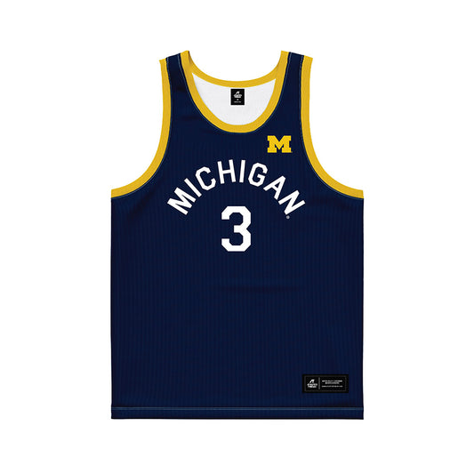 Michigan - NCAA Men's Basketball : Elliot Cadeau - Hardwood Reissue Basketball Jersey-0