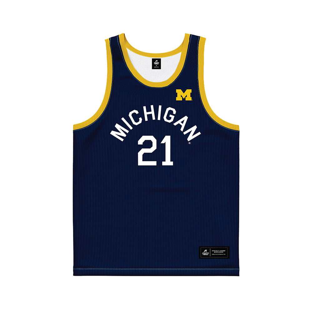 Michigan - NCAA Men's Basketball : Morez Johnson Jr. - Hardwood Reissue Basketball Jersey-0