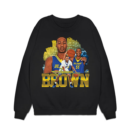 Delaware - NCAA Men's Basketball : Jameel Brown - Caricature Premium Crewneck Sweatshirt-0