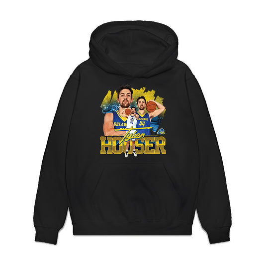 Delaware - NCAA Men's Basketball : Tyler Houser - Collage Premium Hooded Sweatshirt-0