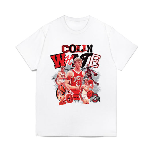 Ohio State - NCAA Men's Basketball : Colin White - Collage Comfort Colors T-Shirt-0