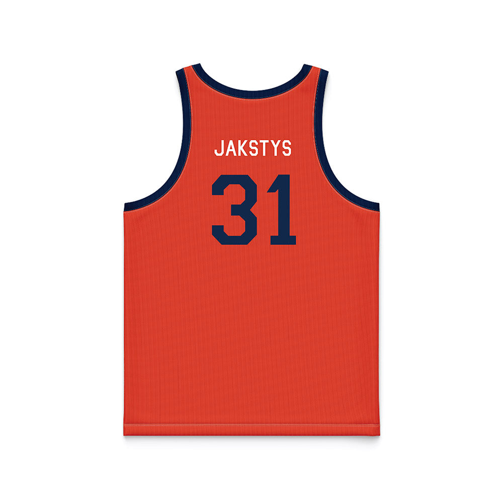 Illinois - NCAA Men's Basketball : Jason Jakstys - Orange Hardwood Basketball Jersey-1