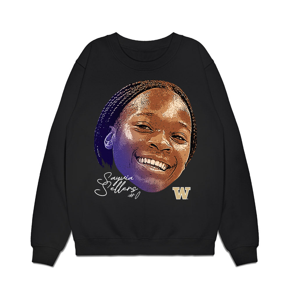 Washington - NCAA Women's Basketball : Sayvia Sellers - Game Face Premium Crewneck Sweatshirt-0