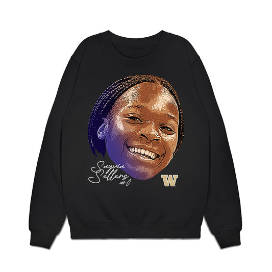 Washington - NCAA Women's Basketball : Sayvia Sellers - Game Face Premium Crewneck Sweatshirt-0