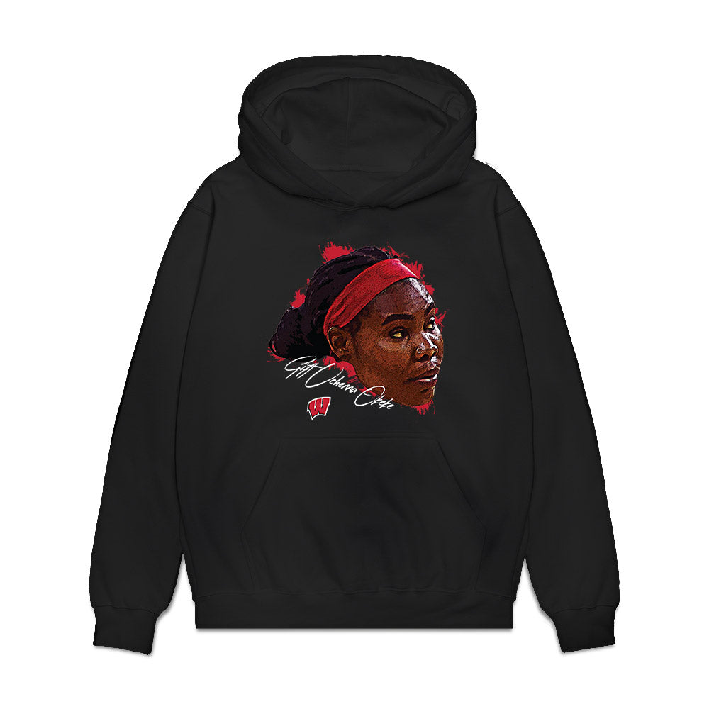 Wisconsin - NCAA Women's Basketball : Gift Uchenna Okeke - Game Face Premium Hooded Sweatshirt-0