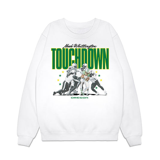 Oregon - NCAA Football : Noah Whittington - Touchdown Graphic Premium Crewneck Sweatshirt-0