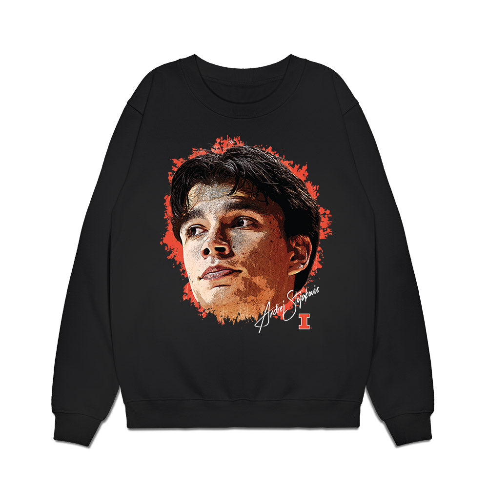 Illinois - NCAA Men's Basketball : Andrej Stojakovic - Game Face Premium Crewneck Sweatshirt-0
