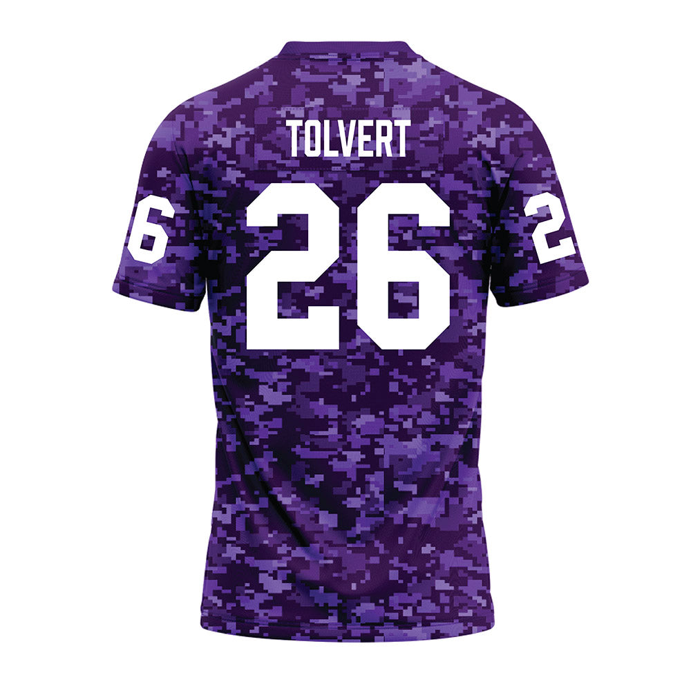 Tarleton State - NCAA Football : Brandon Tolvert - Purple Camo Premium Football Jersey-1