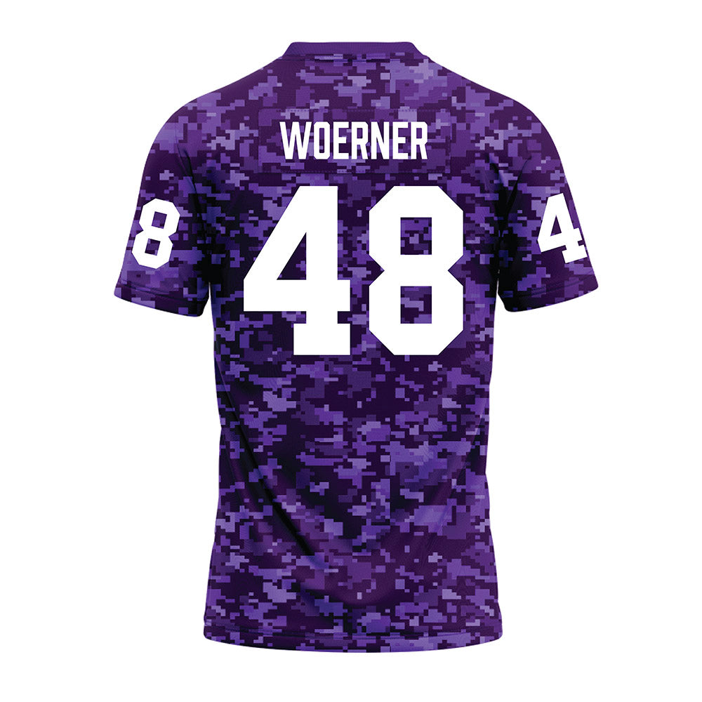 Tarleton State - NCAA Football : Reese Woerner - Purple Camo Premium Football Jersey-1